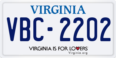 VA license plate VBC2202