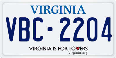 VA license plate VBC2204