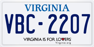 VA license plate VBC2207