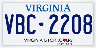 VA license plate VBC2208