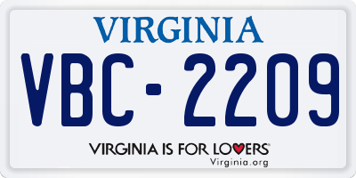 VA license plate VBC2209