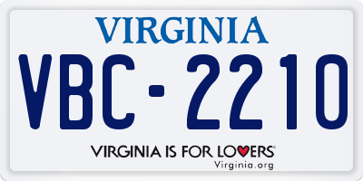 VA license plate VBC2210