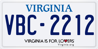 VA license plate VBC2212