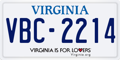 VA license plate VBC2214