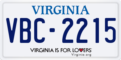 VA license plate VBC2215