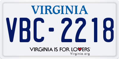VA license plate VBC2218
