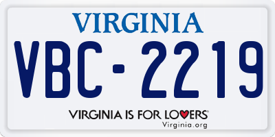 VA license plate VBC2219