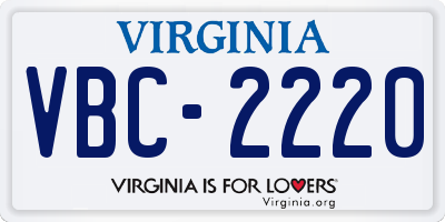 VA license plate VBC2220