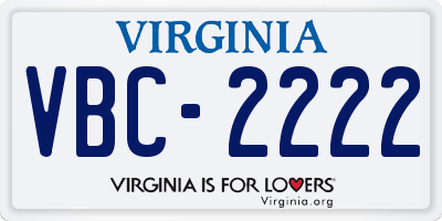 VA license plate VBC2222
