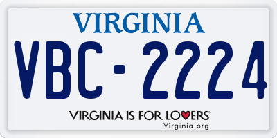 VA license plate VBC2224