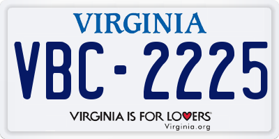 VA license plate VBC2225