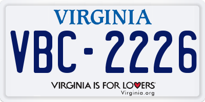 VA license plate VBC2226