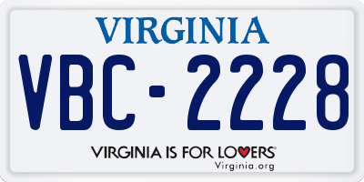 VA license plate VBC2228