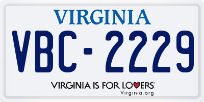 VA license plate VBC2229