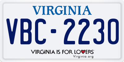 VA license plate VBC2230