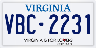 VA license plate VBC2231