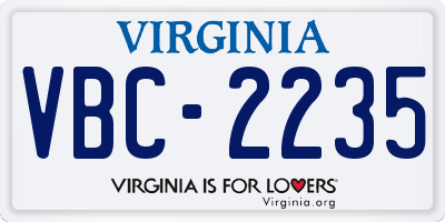 VA license plate VBC2235