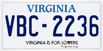 VA license plate VBC2236