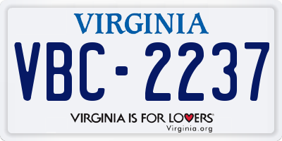 VA license plate VBC2237