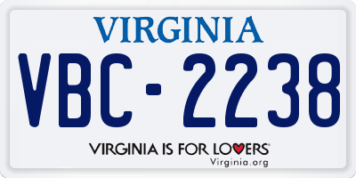 VA license plate VBC2238