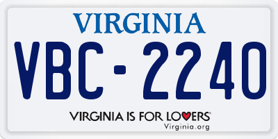 VA license plate VBC2240