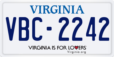 VA license plate VBC2242