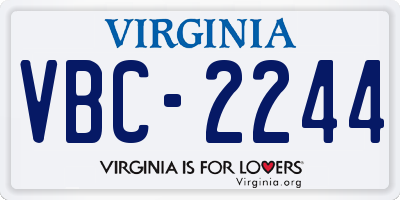 VA license plate VBC2244