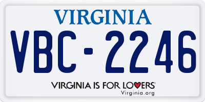 VA license plate VBC2246