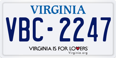 VA license plate VBC2247