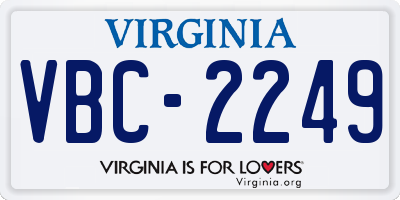 VA license plate VBC2249