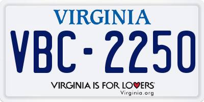 VA license plate VBC2250