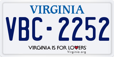 VA license plate VBC2252