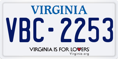 VA license plate VBC2253