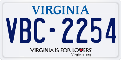 VA license plate VBC2254