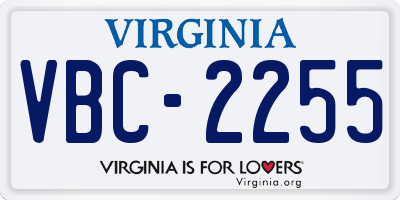 VA license plate VBC2255