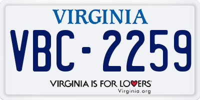 VA license plate VBC2259