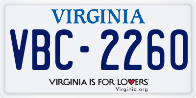 VA license plate VBC2260