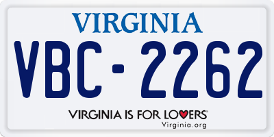 VA license plate VBC2262