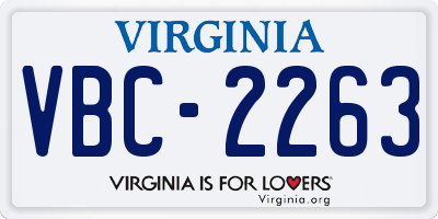 VA license plate VBC2263