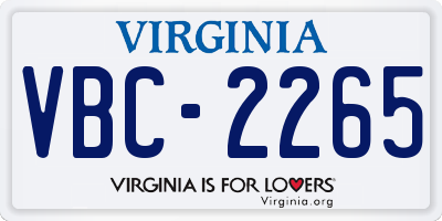 VA license plate VBC2265