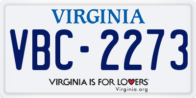 VA license plate VBC2273