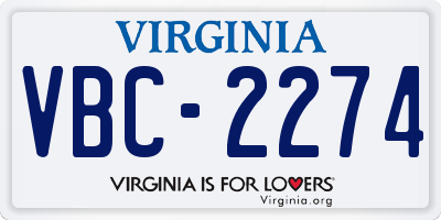 VA license plate VBC2274