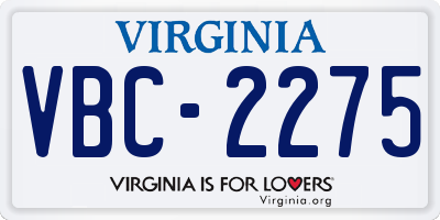 VA license plate VBC2275