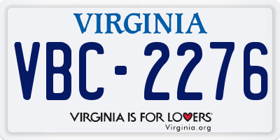 VA license plate VBC2276