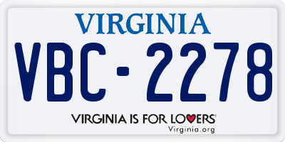 VA license plate VBC2278