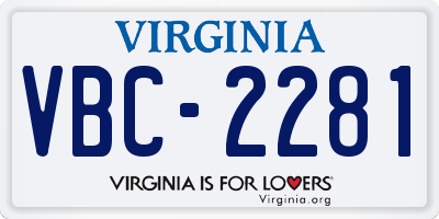 VA license plate VBC2281