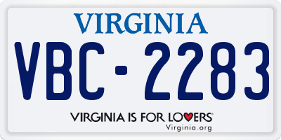 VA license plate VBC2283