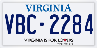 VA license plate VBC2284