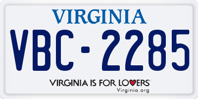 VA license plate VBC2285