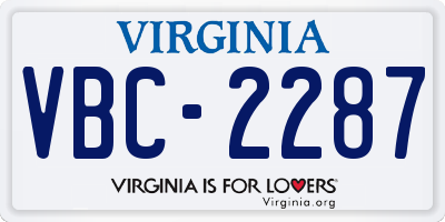 VA license plate VBC2287